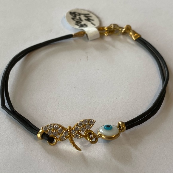 Dragonfly evil eye black cord bracelet - Picture 1 of 1
